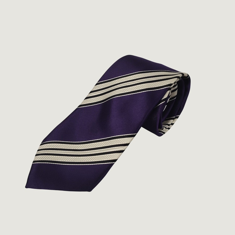 Donald J Trump Signature Collection Purple Striped Silk Necktie Hand Made